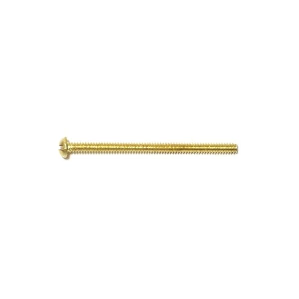 Midwest Fastener #6-32 x 2 in Slotted Round Machine Screw, Plain Brass, 14 PK 62017 - main